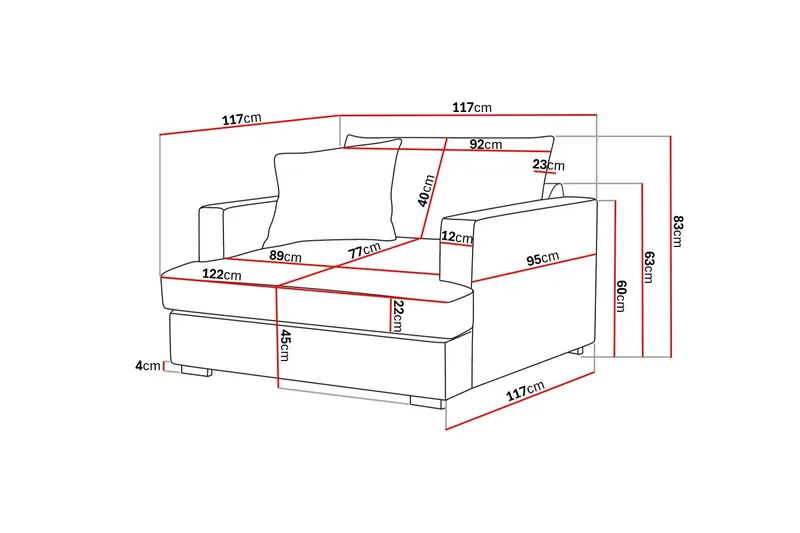 Rossita lyx Erittäin syvä Nojatuoli - Vaaleanharmaa Chenille - Huonekalut - Tuoli & nojatuoli - Nojatuoli & lepotuoli