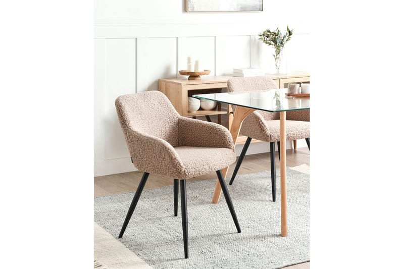 Ruokapöydän tuoli Casmalia 2 kpl Beige/musta - Beige/musta - Huonekalut - Tuoli & nojatuoli - Ruokapöydän tuolit
