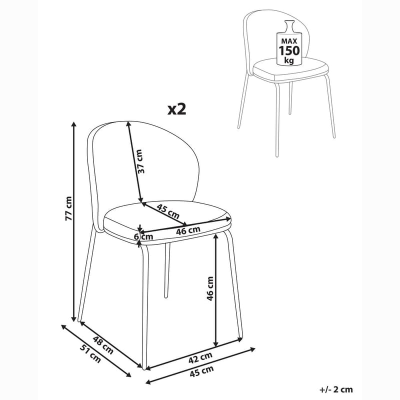 Ruokapöydän tuoli Vidette 2-pakkaus - Huonekalut - Tuoli & nojatuoli - Ruokapöydän tuolit