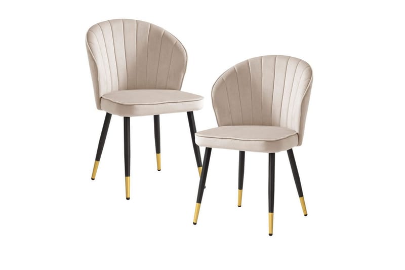 Ruokasalin tuoli Wohnling samettiverhoiltu metallijaloilla, moderni loft-tyyli Beige, Beige