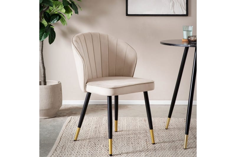 Ruokasalin tuoli Wohnling samettiverhoiltu metallijaloilla, moderni loft-tyyli Beige - Beige - Huonekalut - Tuoli & nojatuoli - Ruokapöydän tuolit