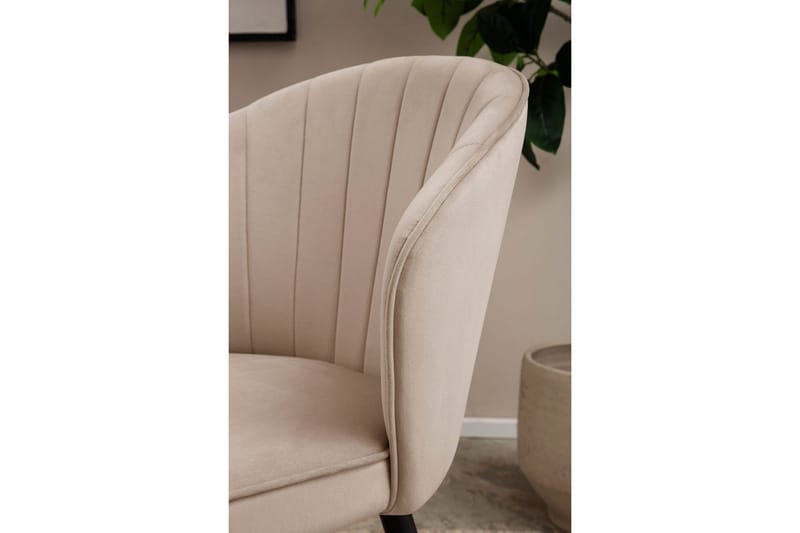 Ruokasalin tuoli Wohnling samettiverhoiltu metallijaloilla, moderni loft-tyyli Beige - Beige - Huonekalut - Tuoli & nojatuoli - Ruokapöydän tuolit