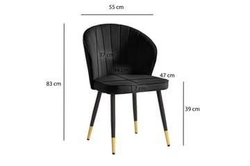 Ruokasalin tuoli Wohnling samettiverhoiltu metallijaloilla, moderni loft-tyyli Musta - Musta - Huonekalut - Tuoli & nojatuoli - Ruokapöydän tuolit