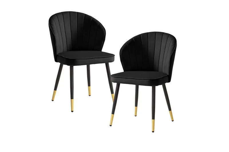 Ruokasalin tuoli Wohnling samettiverhoiltu metallijaloilla, moderni loft-tyyli Musta, Musta