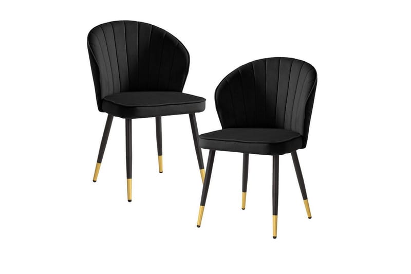Ruokasalin tuoli Wohnling samettiverhoiltu metallijaloilla, moderni loft-tyyli Musta, Musta