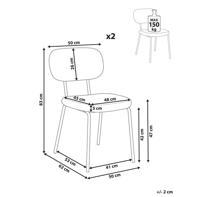 Ruokatuoli Adair 2-pakkaus - Beige, musta - Huonekalut - Tuoli & nojatuoli - Ruokapöydän tuolit