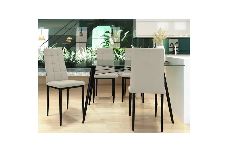 Ruokatuoli Becca sarja, 4 kpl Kangas/Metalli, Kermanvärinen - Kangas/Metalli, Kermanvärinen - Huonekalut - Tuoli & nojatuoli - Ruokapöydän tuolit