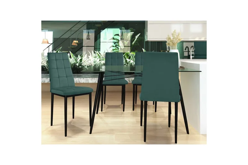 Ruokatuoli Becca sarja, 4 kpl Sametti/metalli, Tummanvihreä - Sametti/metalli, Tummanvihreä - Huonekalut - Tuoli & nojatuoli - Ruokapöydän tuolit