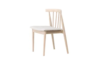 Ruokatuoli ilman käsinojia Peach Flora-ruokatuoli – valkopestyt jalat / beige kangas Valkopesty - Huonekalut - Tuoli & nojatuoli - Ruokapöydän tuolit