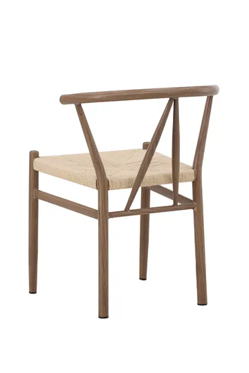 Ruokatuoli ilman käsinojia Peach Alfons-ruokatuoli – puukuosi / Nature Rope Beige - Huonekalut - Tuoli & nojatuoli - Ruokapöydän tuolit