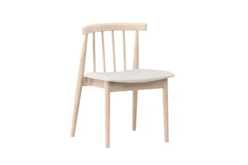 Ruokatuoli ilman käsinojia Peach Flora-ruokatuoli – valkopestyt jalat / beige kangas Valkopesty - Huonekalut - Tuoli & nojatuoli - Ruokapöydän tuolit