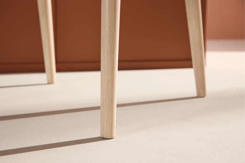 Ruokatuoli ilman käsinojia Peach Flora-ruokatuoli – valkopestyt jalat / beige kangas Valkopesty - Huonekalut - Tuoli & nojatuoli - Ruokapöydän tuolit