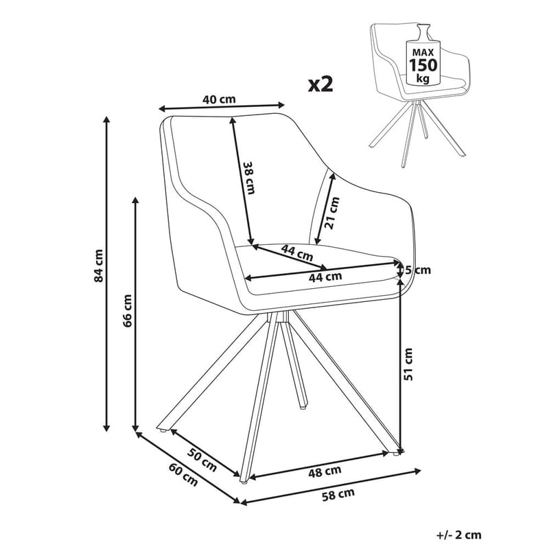 Ruokatuoli Lithia 2-pakkaus - Huonekalut - Tuoli & nojatuoli - Ruokapöydän tuolit