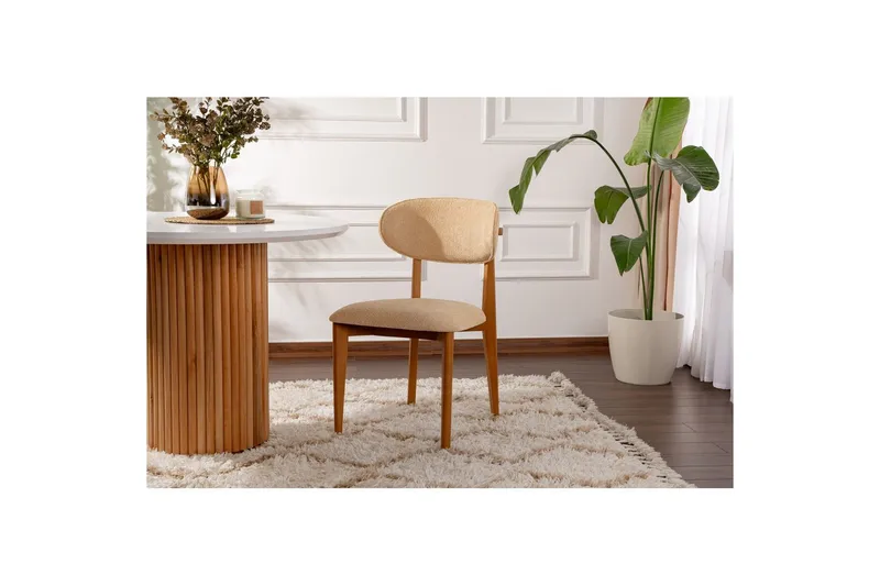 Ruokatuoli Sanroman Classic Beige / Tumma tammi - Beige / Tumma tammi - Huonekalut - Tuoli & nojatuoli - Ruokapöydän tuolit