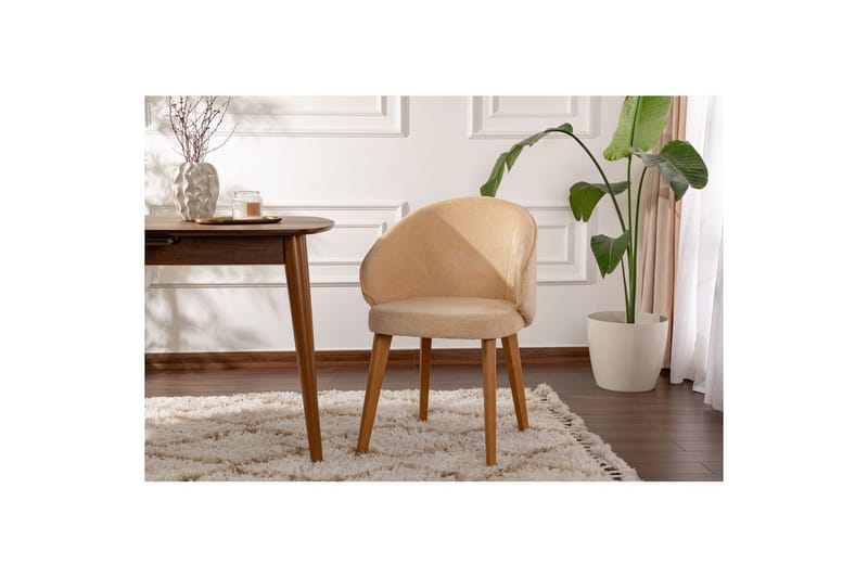 Ruokatuoli Sanroman Classic Beige / Tumma tammi - Beige / Tumma tammi - Huonekalut - Tuoli & nojatuoli - Ruokapöydän tuolit