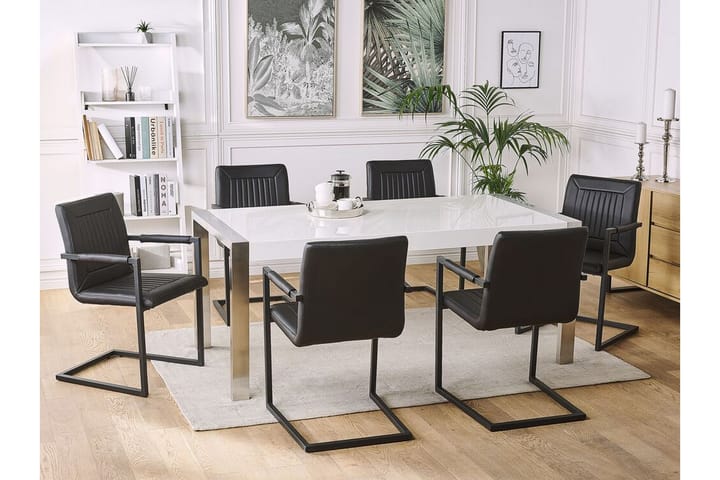 Ruokatuoli Polinago 2-pak - Keinonahka / Musta - Ruokapöydän tuolit - Meikkituoli - Käsinojallinen tuoli