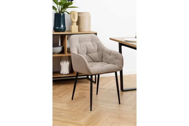 Käsinojatuoli Olze - Beige - Huonekalut - Tuoli & nojatuoli - Ruokapöydän tuolit