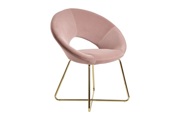 Nojatuoli Clanton - Vaaleanpunainen/Kulta - Meikkituoli - Käsinojallinen tuoli - Ruokapöydän tuolit