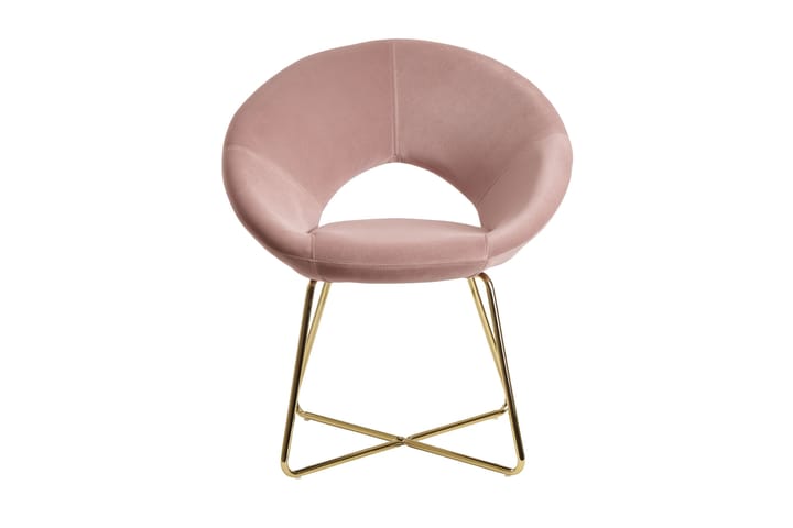 Nojatuoli Clanton - Vaaleanpunainen/Kulta - Ruokapöydän tuolit - Meikkituoli - Käsinojallinen tuoli
