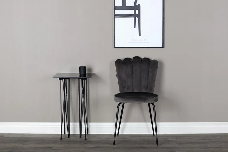 Nojatuoli Limhamn Sametti - Harmaa - Huonekalut - Tuoli & nojatuoli - Ruokapöydän tuolit