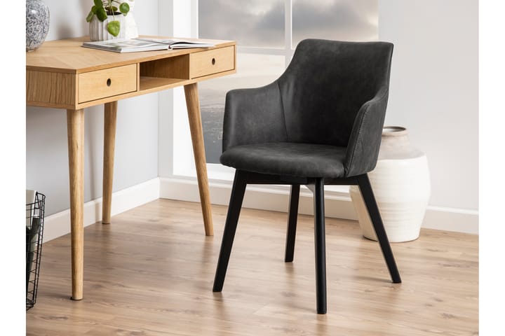 Nojatuoli Mikila - Harmaa/Musta - Ruokapöydän tuolit - Meikkituoli - Käsinojallinen tuoli