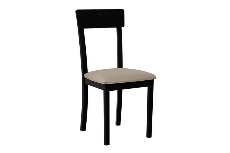 Patrickswell Ruokapöydän Tuoli Puuta Leveällä Selkänojan Rimalla ja Verhoillulla Istuimella, Musta|Beige