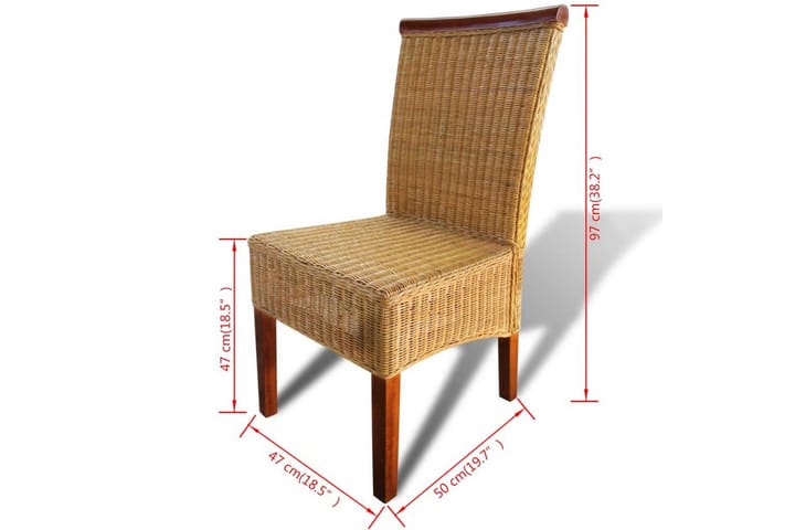 Ruokapöydän tuolit 4 kpl ruskea luonnollinen rottinki - Ruskea - Ruokapöydän tuolit - Käsinojallinen tuoli - Meikkituoli