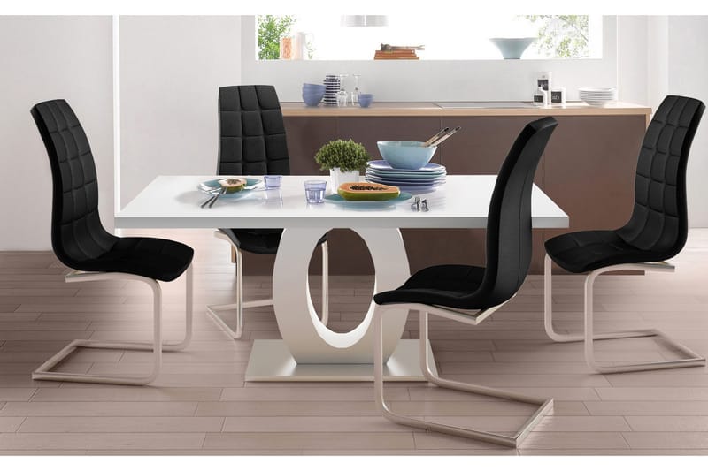Ruokatuoli Belal Keinonahka 4-pak - Musta/Hopea - Huonekalut - Tuoli & nojatuoli - Ruokapöydän tuolit