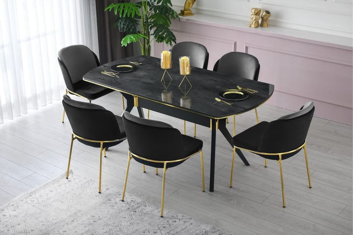 Ruokatuoli Drickby 2-pak - Musta/Kulta - Ruokapöydän tuolit
