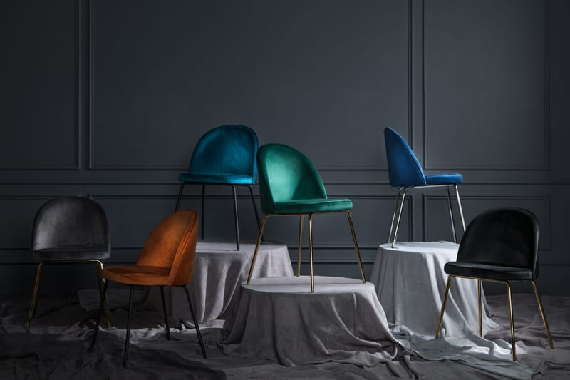 Ruokatuoli Gerardo Sametti - Harmaa/Kulta - Huonekalut - Tuoli & nojatuoli - Ruokapöydän tuolit