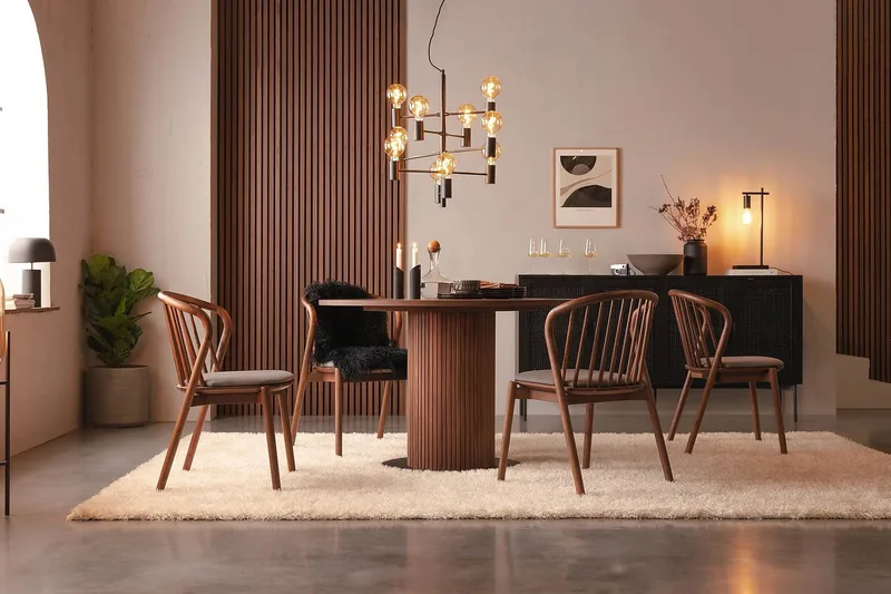 Ruokatuoli Noira Käsinojilla - Pähkinä/Harmaa - Huonekalut - Tuoli & nojatuoli - Ruokapöydän tuolit