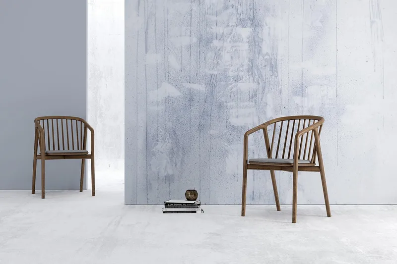 Ruokatuoli Noira Käsinojilla - Pähkinä/Harmaa - Huonekalut - Tuoli & nojatuoli - Ruokapöydän tuolit