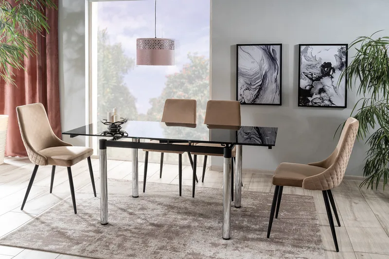 Ruokatuoli Rancio - Sametti/Beige/Musta - Huonekalut - Tuoli & nojatuoli - Ruokapöydän tuolit