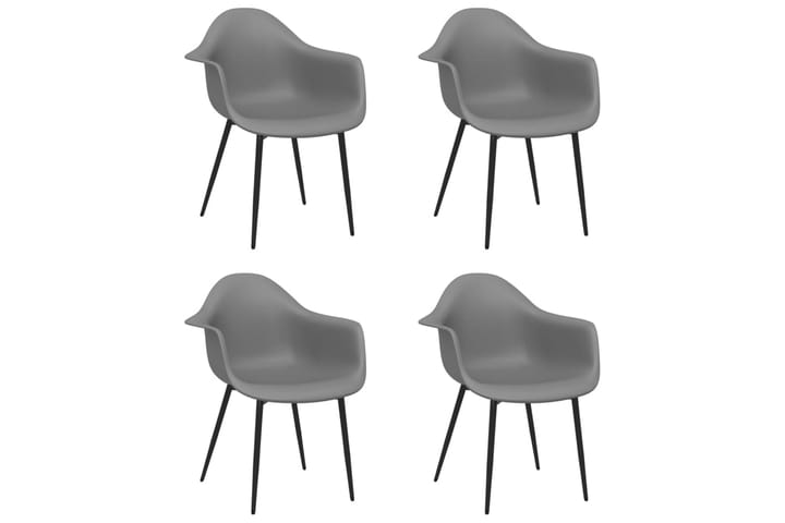 Ruokatuolit 4 kpl harmaa PP - Ruokapöydän tuolit - Käsinojallinen tuoli - Meikkituoli