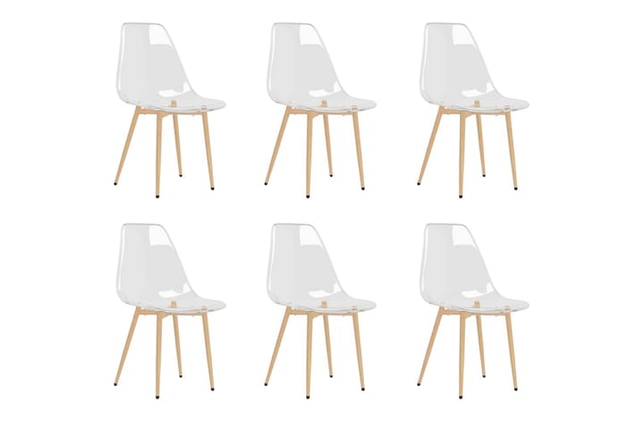 Ruokatuolit 6 kpl läpinäkyvä PET - Ruokapöydän tuolit - Käsinojallinen tuoli - Meikkituoli