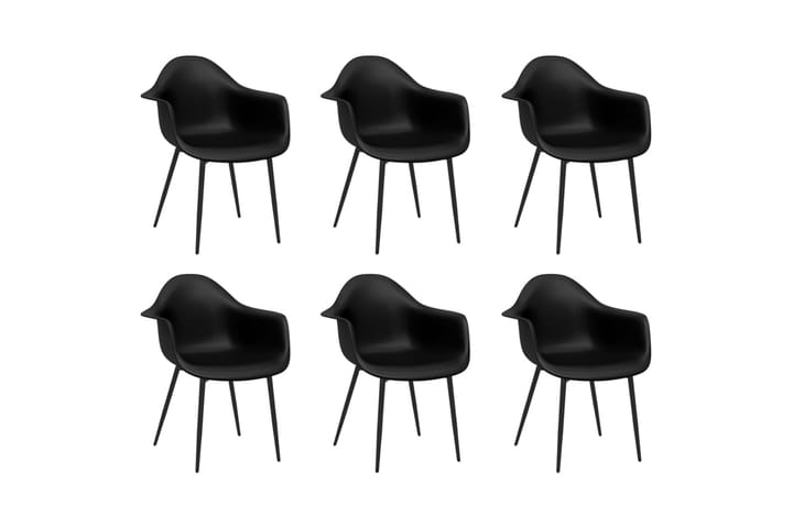 Ruokatuolit 6 kpl musta PP - Ruokapöydän tuolit - Käsinojallinen tuoli - Meikkituoli