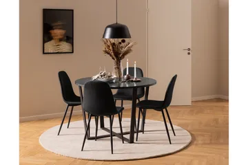 Salaman ruokatuoli kangasta metallijaloilla - Musta - Huonekalut - Tuoli & nojatuoli - Ruokapöydän tuolit