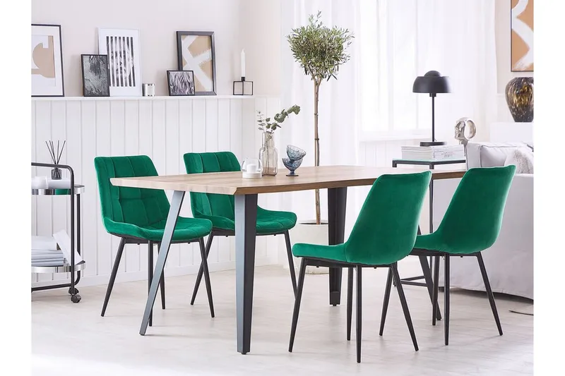 Samettituoli Tittebo 2-pak - Vihreä - Huonekalut - Tuoli & nojatuoli - Ruokapöydän tuolit