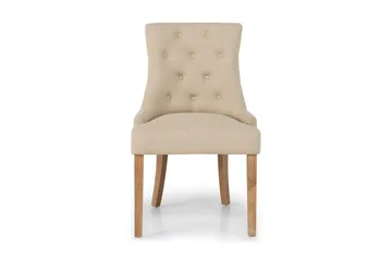 Viktoria-ruokailu- ja keittiötuoli, kangasverhoilu, niittikoristeet ja ruskeat puujalat - Beige - Huonekalut - Tuoli & nojatuoli - Ruokapöydän tuolit