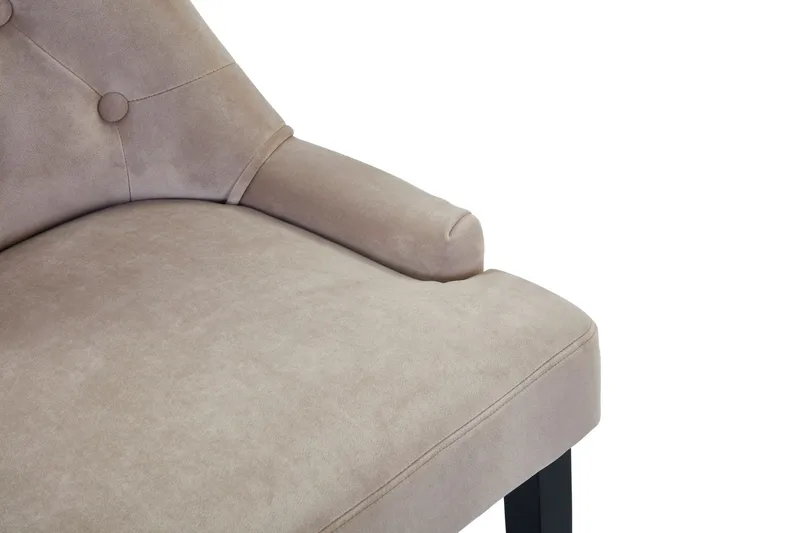 Viktoria-ruokailu- ja keittiötuoli, samettiverhoilu ja mustat puujalat - Beige - Huonekalut - Tuoli & nojatuoli - Ruokapöydän tuolit