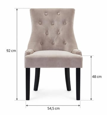 Viktoria-ruokailu- ja keittiötuoli, samettiverhoilu ja mustat puujalat - Beige - Huonekalut - Tuoli & nojatuoli - Ruokapöydän tuolit