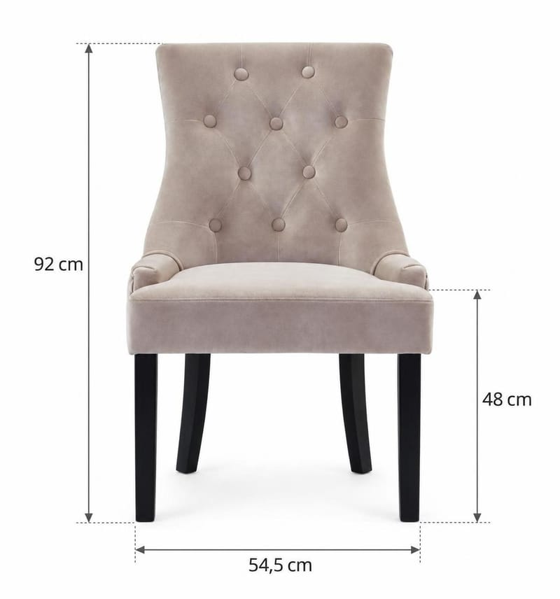 Viktoria-ruokailu- ja keittiötuoli, samettiverhoilu ja mustat puujalat - Beige - Huonekalut - Tuoli & nojatuoli - Ruokapöydän tuolit