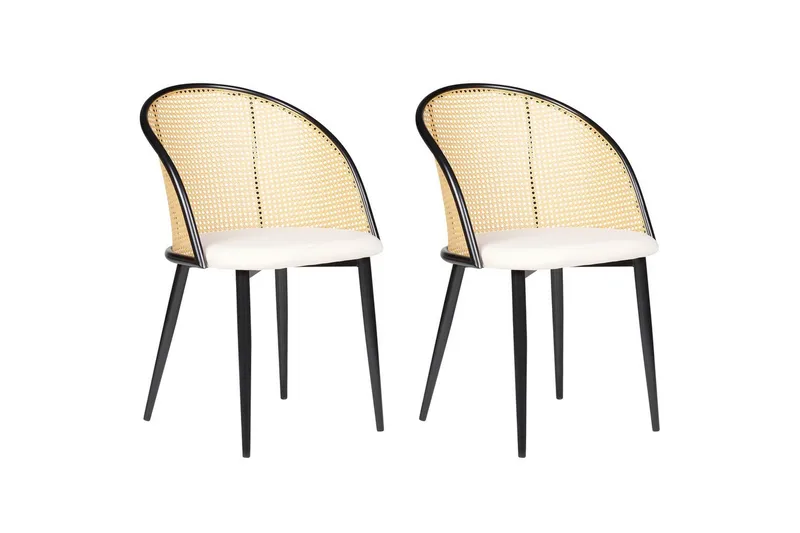 Sarja 2 ruokatuolia Cornell - Musta, beige, vaalea puu - Huonekalut - Tuoli & nojatuoli - Ruokapöydän tuolit