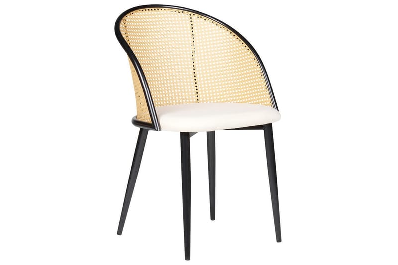 Sarja 2 ruokatuolia Cornell - Musta, beige, vaalea puu - Huonekalut - Tuoli & nojatuoli - Ruokapöydän tuolit