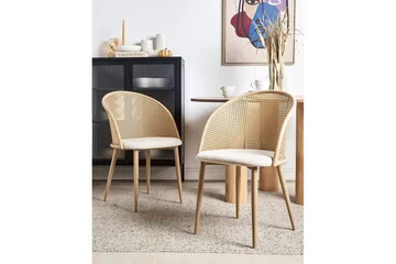 Sarja 2 ruokatuolia Cornell - Vaalea puu, beige - Huonekalut - Tuoli & nojatuoli - Ruokapöydän tuolit