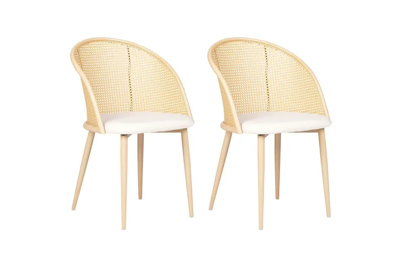 Sarja 2 ruokatuolia Cornell - Vaalea puu, beige - Huonekalut - Tuoli & nojatuoli - Ruokapöydän tuolit