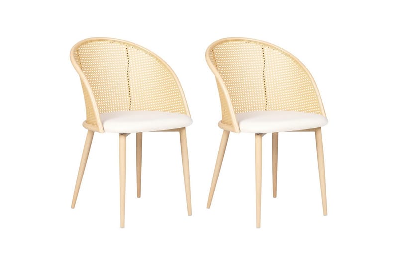 Sarja 2 ruokatuolia Cornell, Vaalea puu, beige
