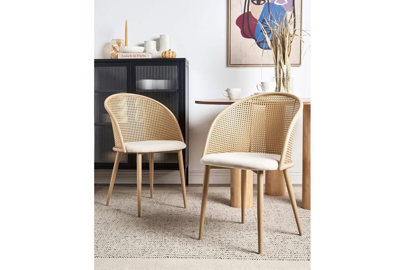 Sarja 2 ruokatuolia Cornell - Vaalea puu, beige - Huonekalut - Tuoli & nojatuoli - Ruokapöydän tuolit