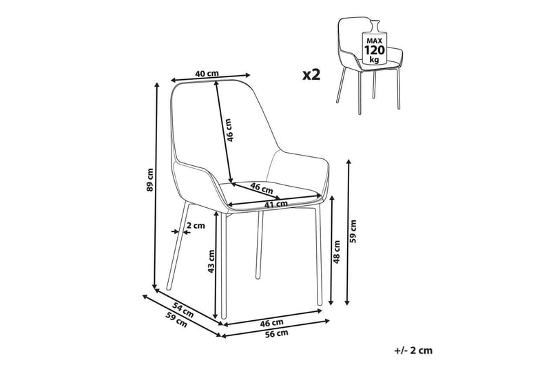 Sarja 2 ruokatuolia Loverna - Beige, kulta/Sametti, Beige, Kulta/Sametti, Beige, kulta/sametti - Huonekalut - Tuoli & nojatuoli - Ruokapöydän tuolit