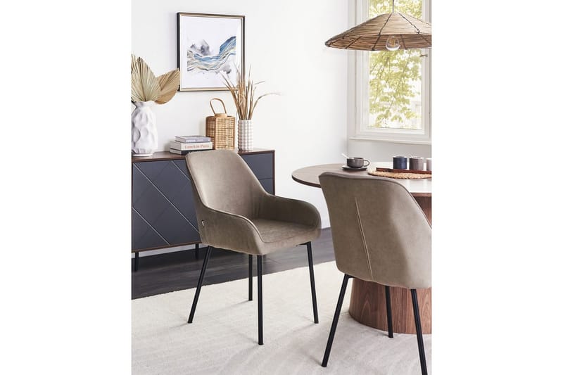 Sarja 2 ruokatuolia Loverna - Beige, musta/manchesterkangas, Beige, musta/Manchester-kangas - Huonekalut - Tuoli & nojatuoli - Ruokapöydän tuolit